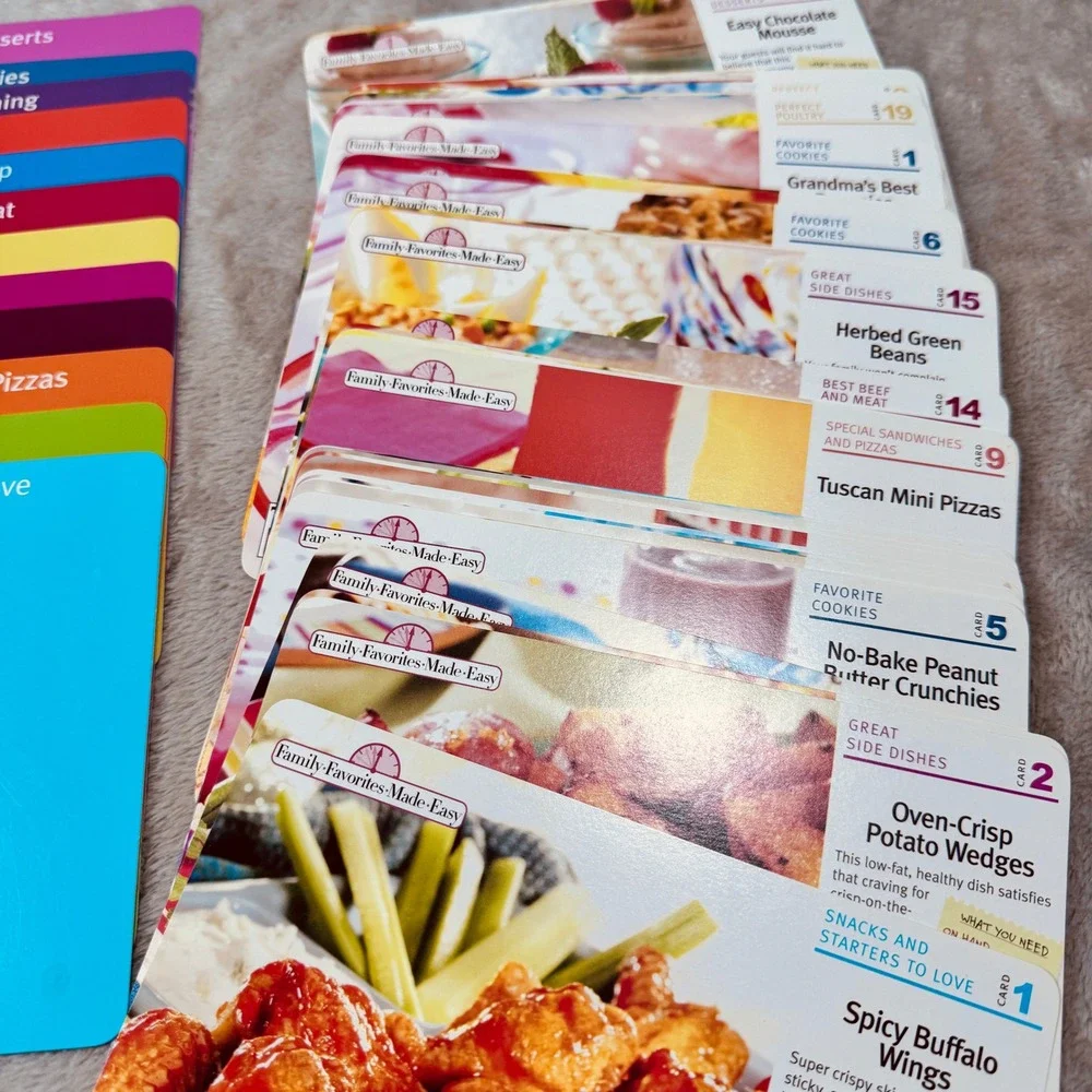 Time Life Recipe Cards Family Favorites Made Easy Set w Tabs Cooking Grannycore‎